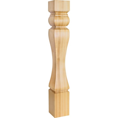 Hardware Resources 5" Wx5"Dx35-1/2"H Rubberwood Baroque Post P37-5RW